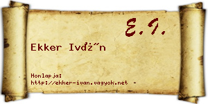 Ekker Iván névjegykártya