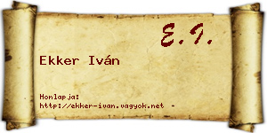 Ekker Iván névjegykártya